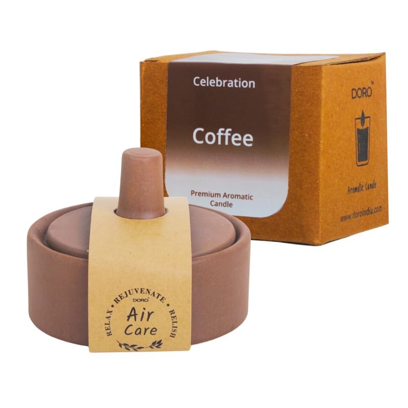 Doro Premium Aromatic Candles to Soothe Your Senses and submerse Your surroundings in Pleasant scents - Coffee (Soy, Double Wick, Burn Time 10 hrs)