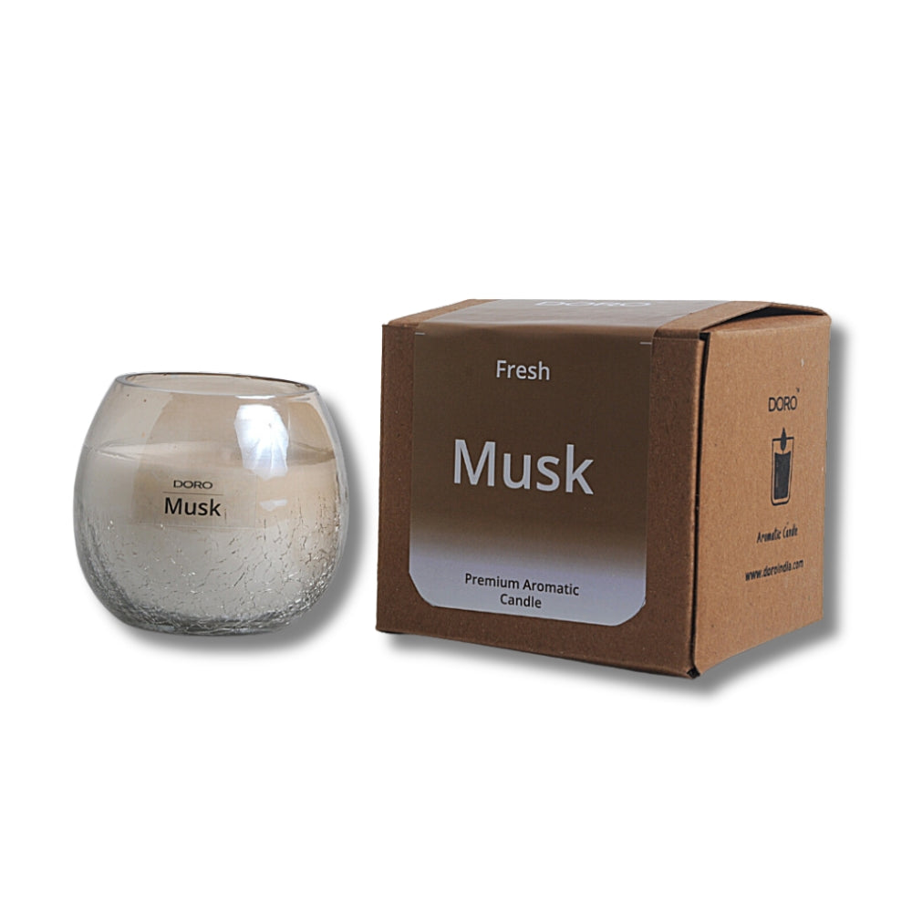Musk Soy Candle - Crackle Glass (Single Wick, 30 hrs burn time)