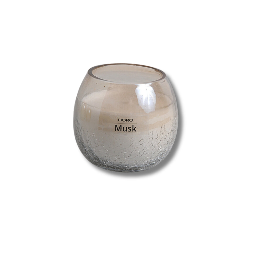 Musk Soy Candle - Crackle Glass (Single Wick, 30 hrs burn time)