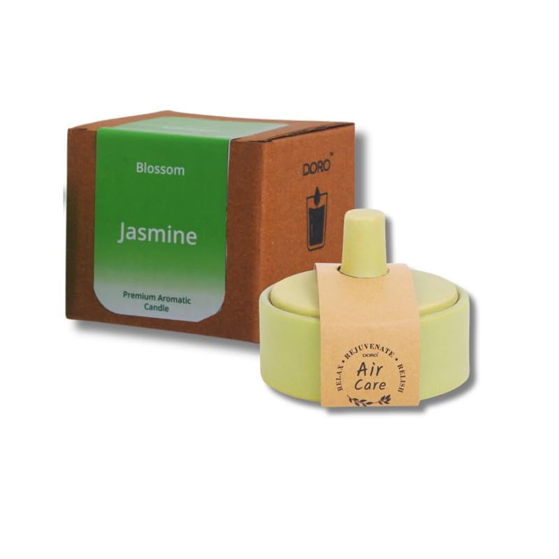 Doro Premium Aromatic Candles to Soothe Your Senses and submerse Your surroundings in Pleasant scents - Jasmine (Soy,Double Wick, Burn Time 10 hrs)