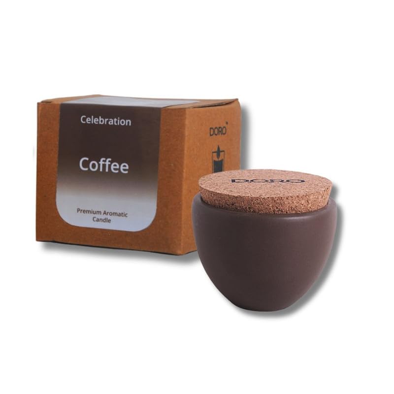 Doro Premium Scented Candles to Relax and rejuvenate Your Soul - Coffee (Soy, Double Wick, 225 GMS, Burn Time 25-30 hrs)