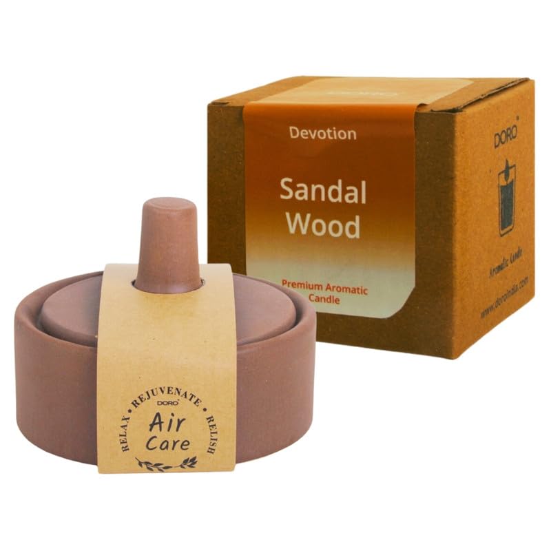 Doro Premium Aromatic Candles to Soothe Your Senses and submerse Your surroundings in Pleasant scents - Sandalwood (Soy, Double Wick, Burn Time 10 hrs)